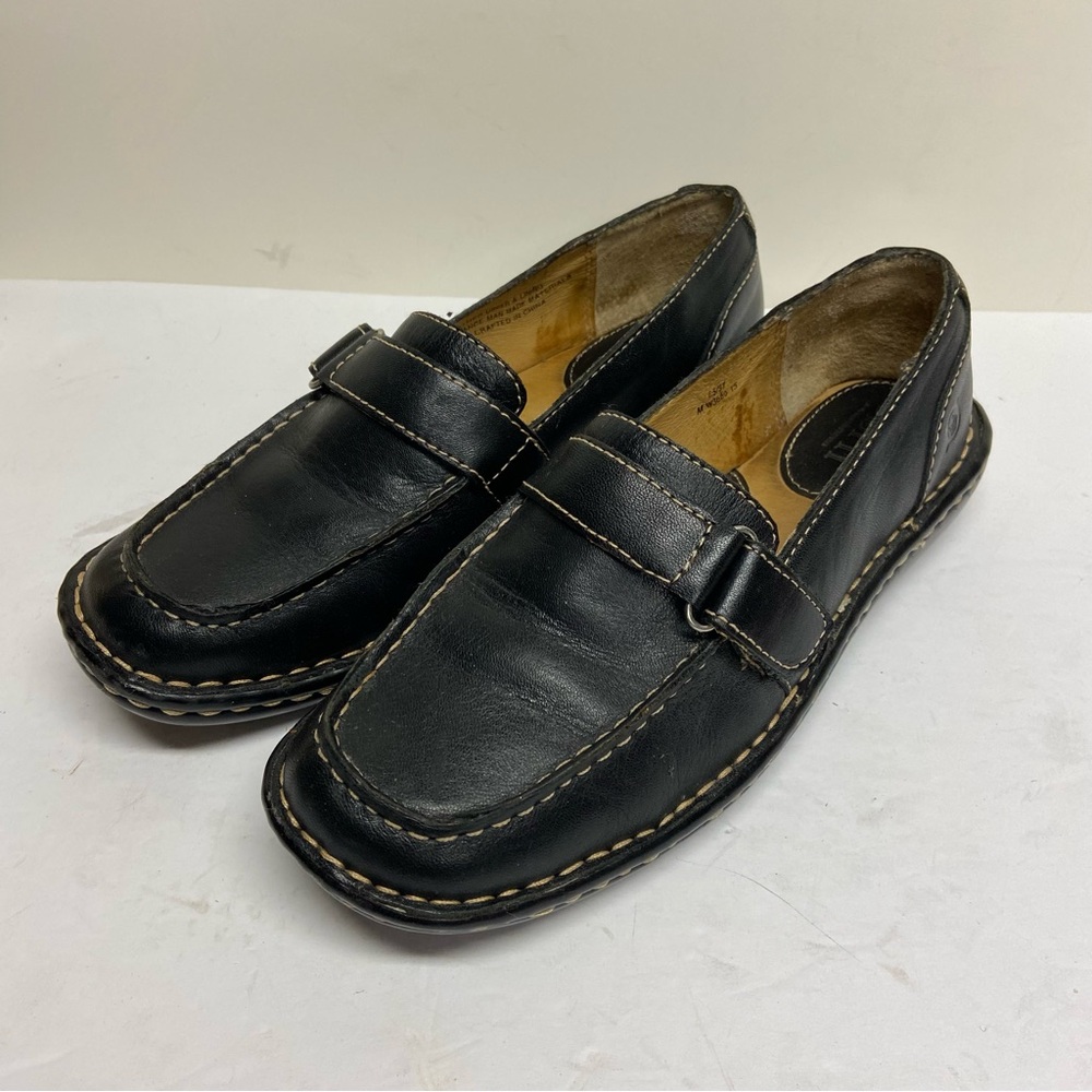 Born Black Leather Penny Loafers